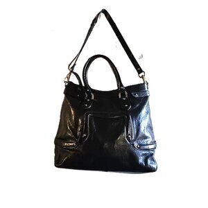 Cole Haan Handbag Valise Kendra Black Leather  Satchel Tote Convert Shoulder Bag